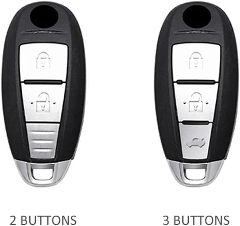 Compatible for Suzuki Ertiga/ Ciaz /Vitara /SX4 S-Cross/ Ignis /Baleno /Kizashi/ Escudo Metal Leather Car Key Fob Cover Case Keychain 2 3 Button(3 Buttons)