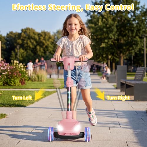 Image of SIMATE Electric Scooter for Kids Ages 3+, 3 Wheel Balance Scooter, 3 Adjustable Heights, Foldable & LED Display & Thumb Throttle, Long Battery Life, Full Body Lights Up, Gift for Kids Boys Girls