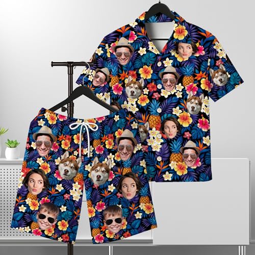 Custom Hawaiian Shorts for Men with Photo, Custom Face Hawaiian Swim Trunks Mens, Personalized Swim Trunks for Men3