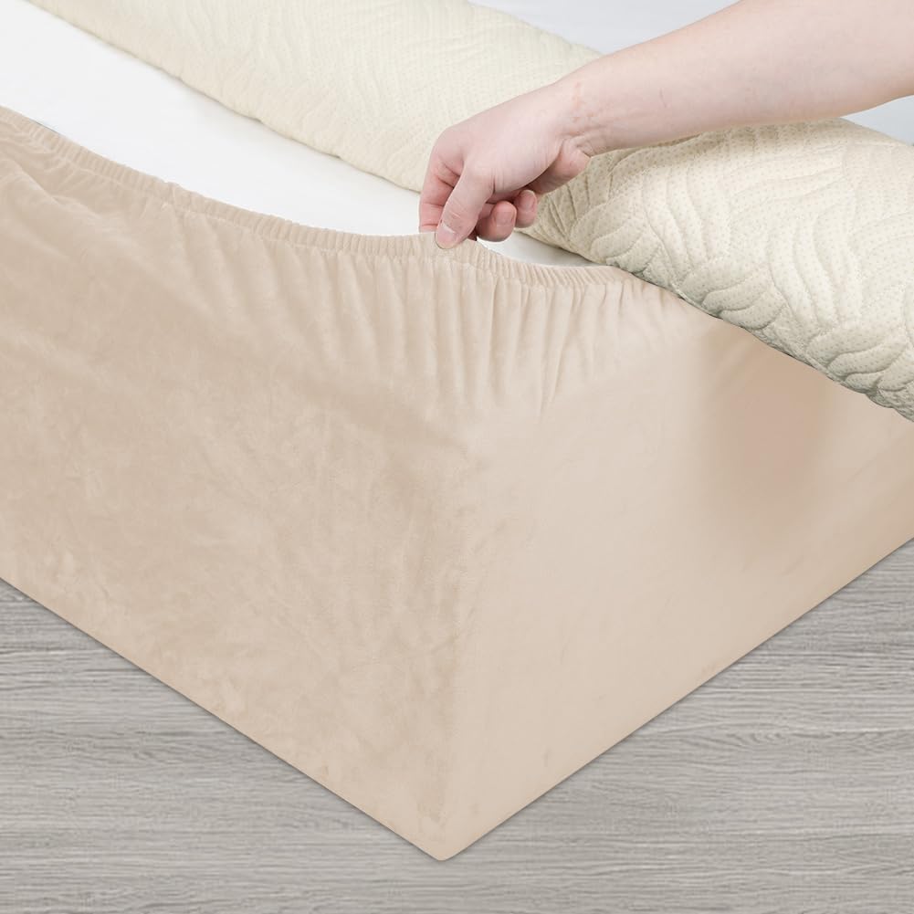 DUJUIKE Divan Bed Base Wrap Cover, Velvet Bed Frame Cover, Elastic Around The Base Of Your Bed, Easy to Install, Alternative to Traditional Valance Sheet Skirt Cover (Camel, Single: 90-100CM) — image 1