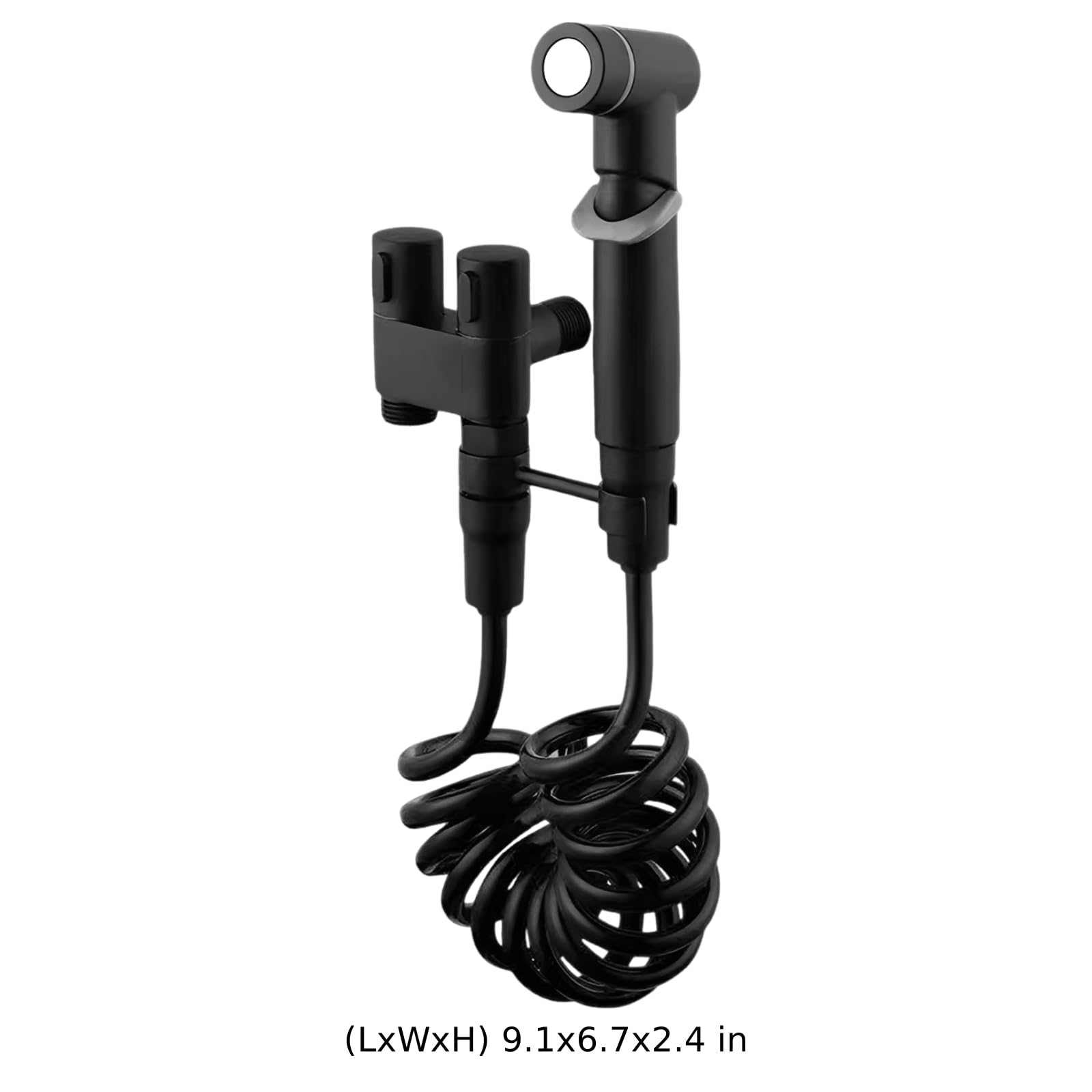 Douchette WC bidet, valve double commande 1 entrée 2 sorties, douchette à main en acier inoxydable pour toilettes, jet puissant, résistante à la rouille, installation simple, noire
