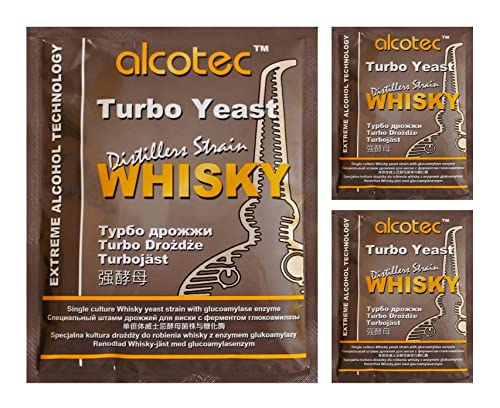 AlcoTec HUGBERT Turbohefe Whisky + GA Enzym Alkohol Gärhefe Hefe Brennhefe, 3 Stück Cover