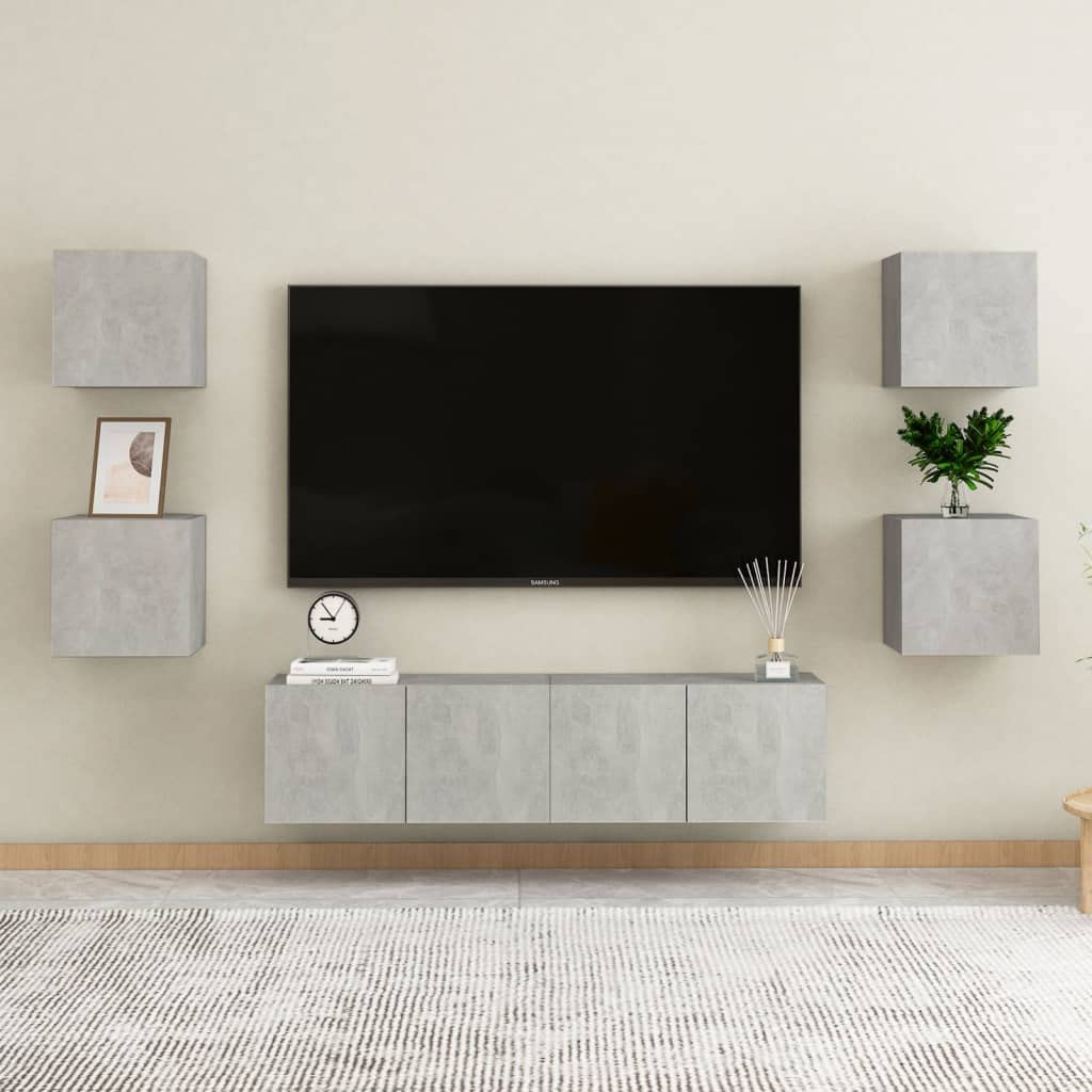 Comodini 2 pezzi, grigio cemento, 30,5 x 30 x 30 cm, in legno, per camera da letto, ufficio, studio
