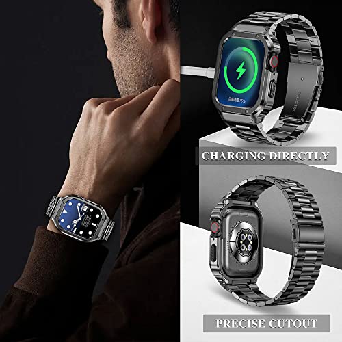 HASLFM Stainless Steel Straps with Case Compatible with Apple Watch 45mm Series 9 8 7 - Image 4