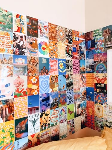 Image of Paper9store Pack Of 50 Aesthetic Wall Collage Kit - 4?6 Inches Self Adhesive Wall Posters For Bedroom, Living Room, Office A6 Size (90's)