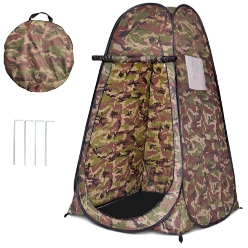 SPOTRAVEL Pop Up Shower Tent, Portable Instant Camping Privacy Toilet Tent with Mesh Windows, Zippered Door & Carry Bag, Outdoor Bathroom Changing Room Tent Shelter for Fishing Hiking