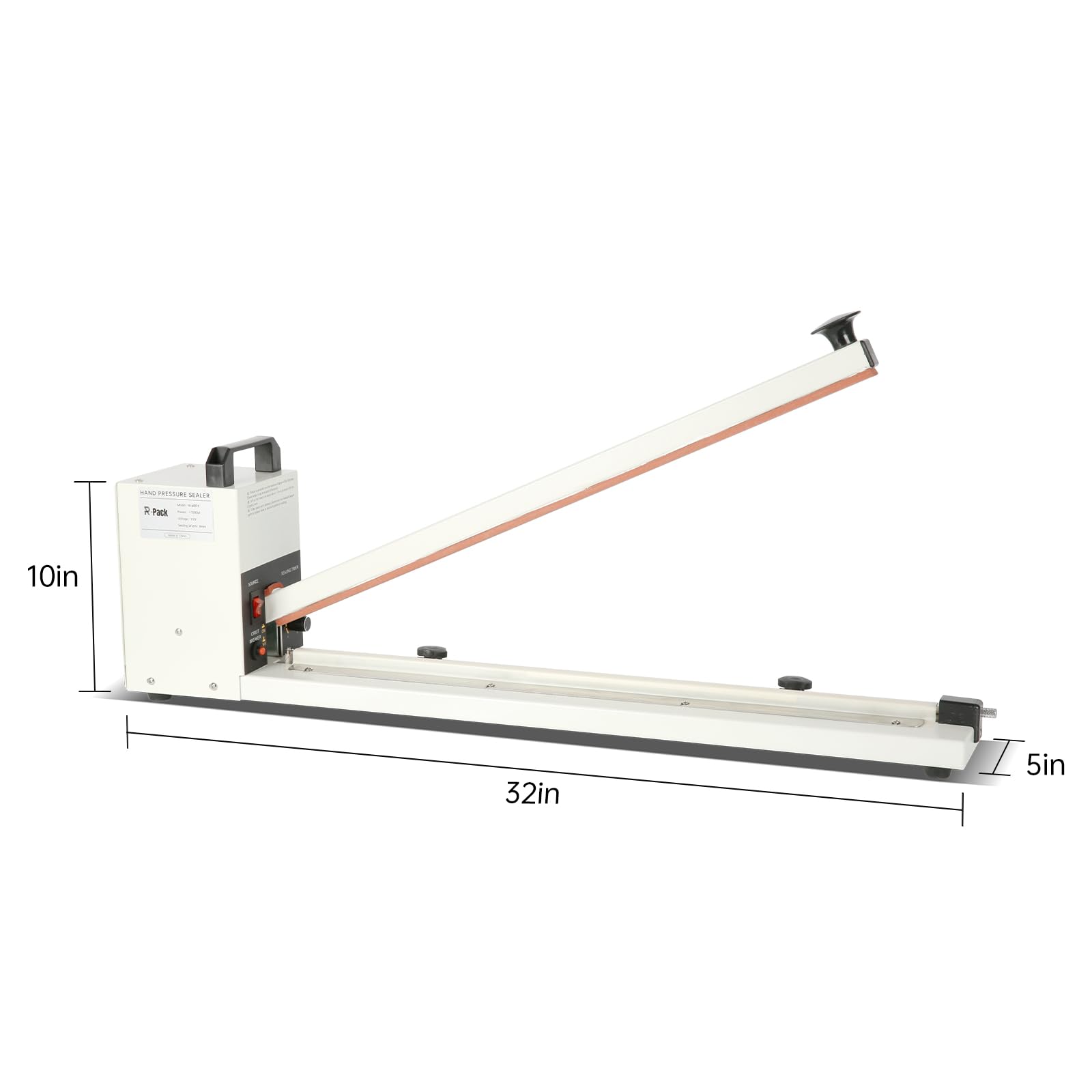 Sigillatrice termica a impulsi, con barra di tenuta, sigillatrice e tagliatrice per sacchetti pesanti, larghezza di tenuta 8 mm, 1 ricambio extra (bianco, 61 cm)