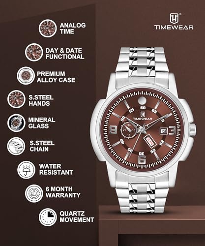 Image of TIMEWEAR Analog, Day Date Functioning, Stainless Steel Chain Watch for Men