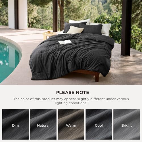 Image of Bedsure Black Comforter Set Queen - Soft Bedding for All Seasons, Breathable Cationic Dyed Bed Set, 3 Pieces, 1 Queen Size Comforter (90 inchx90 inch) and 2 Pillow Shams (20 inchx26 inch+2 inch)