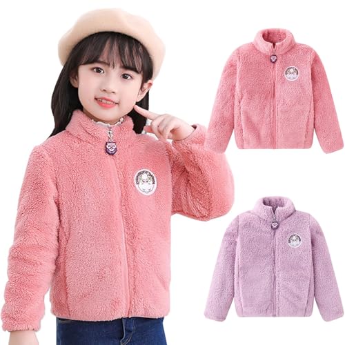 Stand Collar Fleece Jacket for Toddler Girls Cartoon Zip Up Long Sleeve Sherpa Coat Kids Cute Cozy Warm Winter Outerwear3