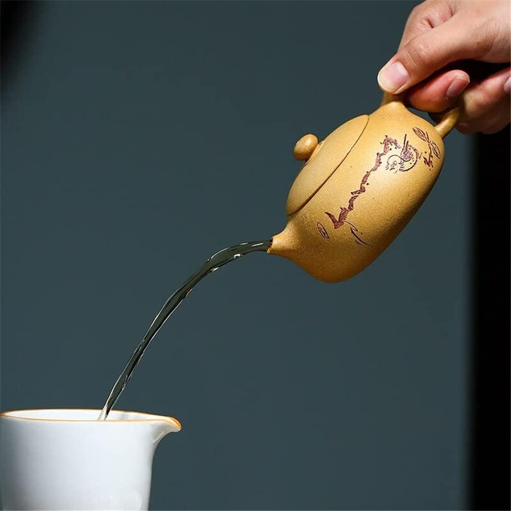 Set da tè Cinese Gongfu in Porcellana da 200 ml, teiere Viola, Sezione Minerale Grezzo, teiera Xishi Piatta, Filtro per Uso Domestico, bollitore di Bellezza