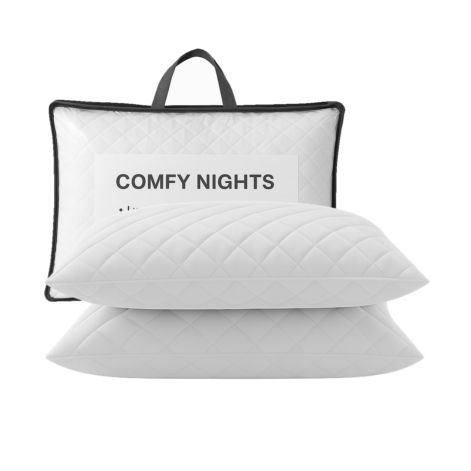 Comfy Nights Quilted 2 Pack Hotel Quality Bounce Back Firm Suport Back Neck And Shoulder Pain Relief Pillow - 2Pack