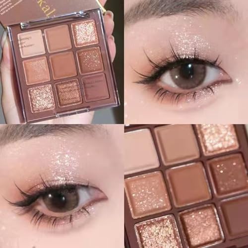 image for Go Ho 9 Colors Nude Eyeshadow Palette,Matte&Shimmer&Glitter Eyeshadow 