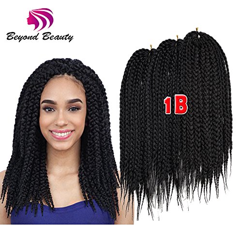 Crotchet Braids Box Braids Hair Extensions Ombre Black Brown Burgundy Kanekalon Braiding Hair (14inch,1B)