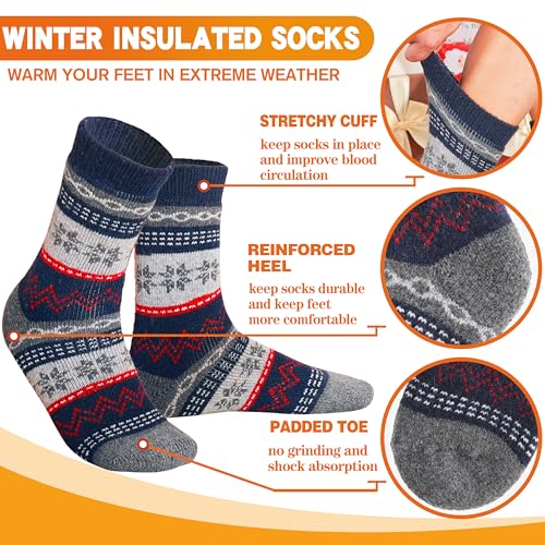 Image of 3 Pairs Warm Thermal Socks for Women & Men Winter Ski Thick Boot Insulated Socks for Cold Weather