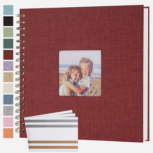 Scrapbook Photo Album Linen Cover 10x10 Inches 80 Pages Red
