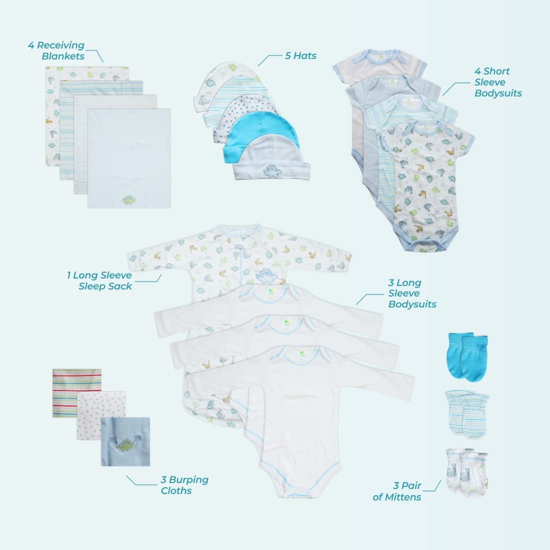 Spasilk 23-częściowy zestaw podstawowych wykładek dla niemowląt – ubrania dla noworodka – dla chłopców i dziewczynek – prezent na baby shower