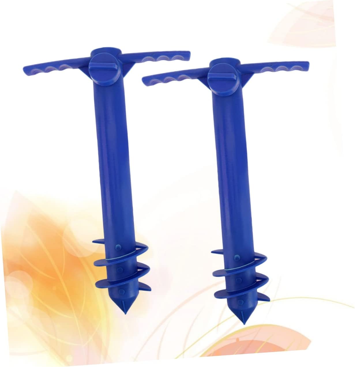 2Pcs Beach Umbrella Sand Anchor Durable Plastic Drill for Wind Resistance Stability Easy to Install Lightweight Blue Design for Sand Beach Use
