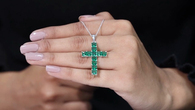 Amazon.com: Rosec Jewels Certified Lab Grown Emerald Cross