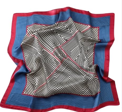 women's professional silk square scarf with High-end fashion letter Print,delicate and silky Texture,27.5x27.5 inches4