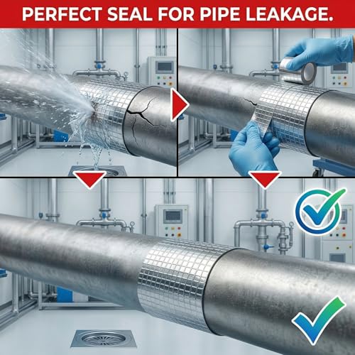 Image of Super Strong Adhesive Waterproof Tape Permanent Repair Aluminum Butyl Rubber Foil for Roof Leak, surface Crack, Window Sill, Water Tank, Boat Sealing, Home Renovation (4 Inch 5 Mtr)