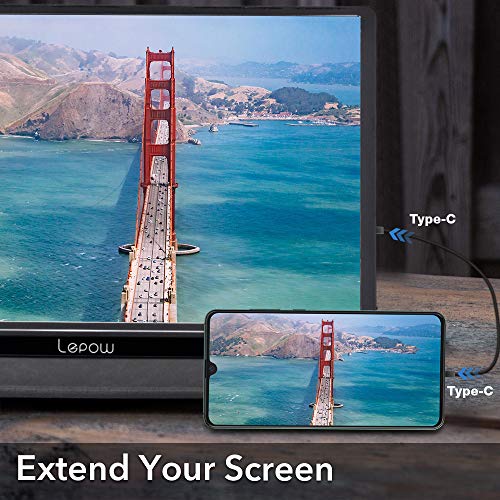 Portable Monitor - Lepow 15.6 Inch Full HD 1080P USB Type-C Computer Display IPS Eye Care Screen with HDMI Type C Speakers for Laptop PC PS4 Xbox Phone Included Smart Cover