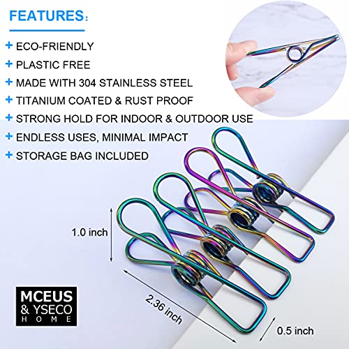 Mceus 30 Pcs Colored Stainless Steel Clothes Pins Laundry Clips Wire Clothespins, Strong Clamp Metal Clothes Pegs Multipurpose For Hanging Clothes, Outdoor Clothesline, Hanger, Kitchen, Food Bag #TOP1