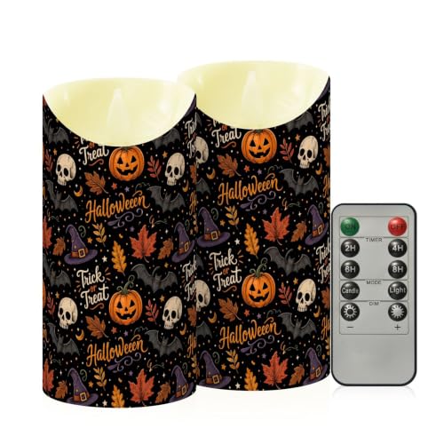 Velas LED sin llama parpadeantes Treat Or Trick de plástico para decoración de hogar pack de 2