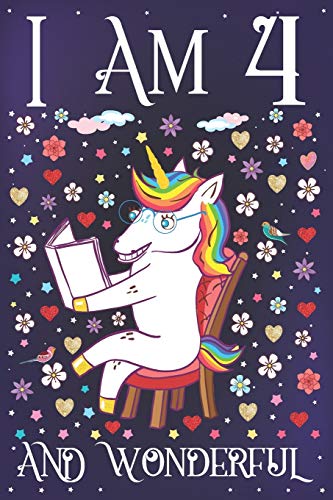 I am 4 and Wonderful: A Happy 4th Birthday Journal for Girls | Cute Unicorn Birthday Notebook for 4 Year Old Girl or Daughter with Story Space | Party Diary Supplies Anniversary Gift Ideas for Her image 3