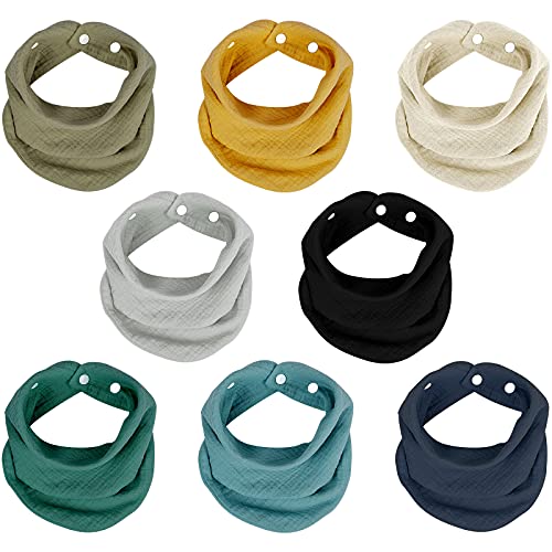 Image of Muslin Bandana Bibs, Organic Drool Bibs for Neutral Boy Girl, Unisex Baby Bibs Soft & Absorbent for Newborns 0-36 Months