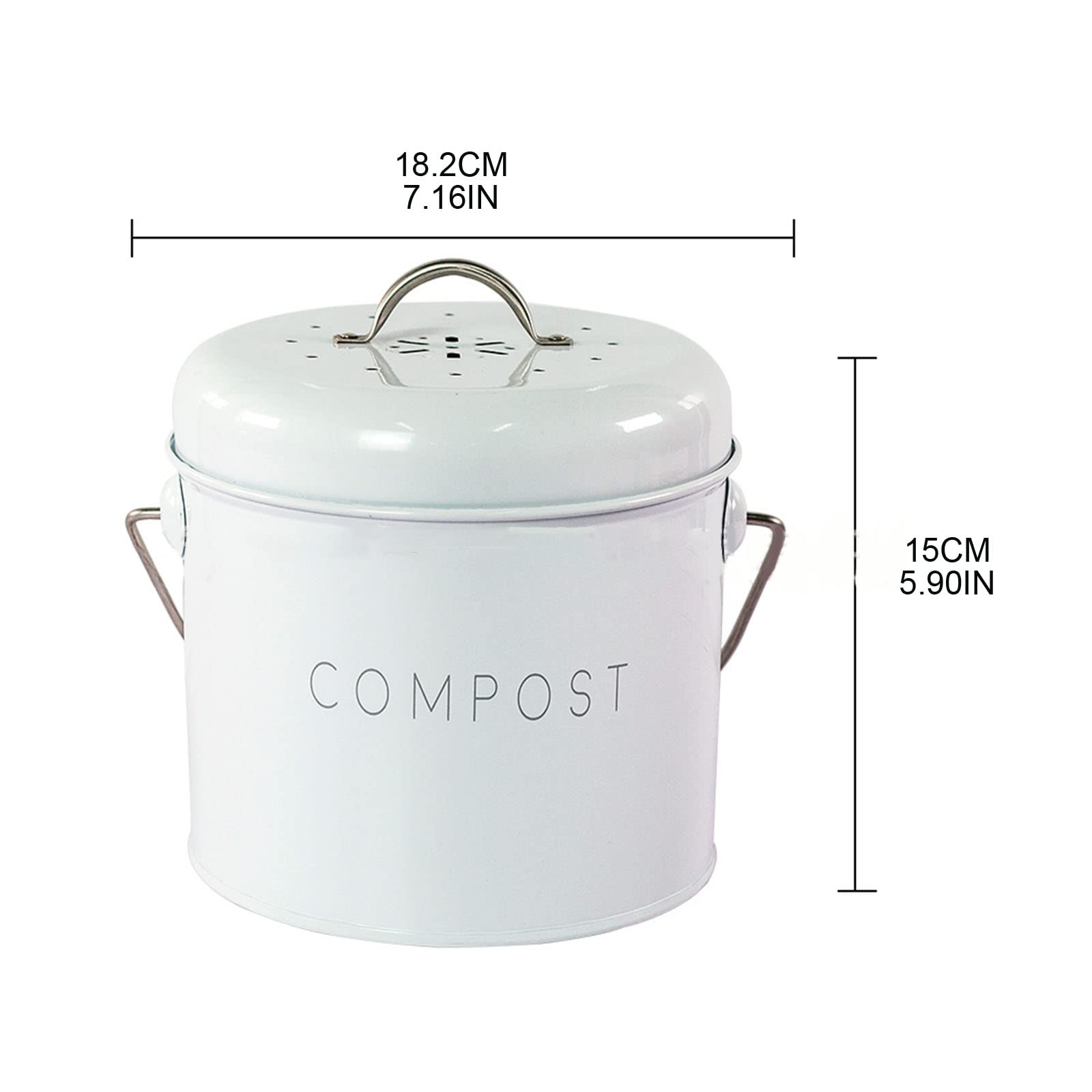 YS0911 Kitchen Compost Bin for Kitchen Countertop Compost Bucket for Kitchen with Lid Includes Charcoal Filter Green/White Kitchen Counter Compost Container with Lid for Kitchen Countertop