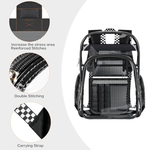 PAMANO Clear Backpack Transparent Heavy Duty School PVC Bookbag See Through Bag Boys and Girls for College Work Travel Security3