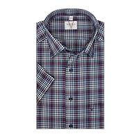 Marvelis Herrenhemd | Modern Fit | Kurzarm 12 cm | Karo Blau-Rot | New Kent Kragen | Gr. 44