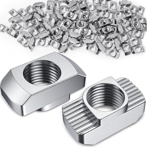 YOOPIN 60 Stück Nutensteine Hammerkopfmutter 10mm Nut 8, M8 Gewinde 4040 Profil T-Slot Nutmuttern, Kohlenstoffstahl Nutensteine M8, T-Nutmuttern für Aluminiumprofil Extrusionsschlitz (EU40-M8)
