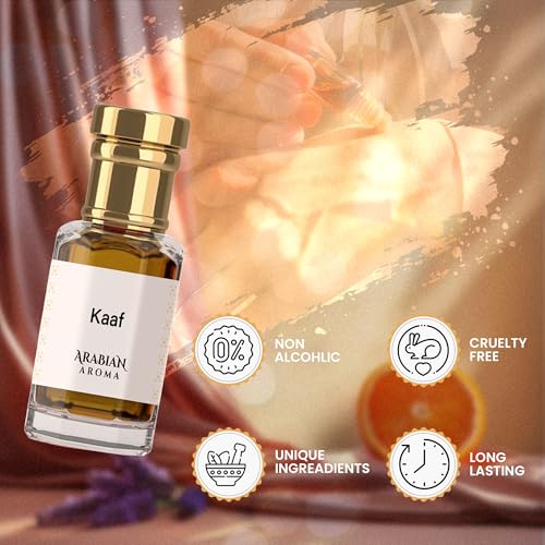 Image of Arabian Aroma Kaaf Attar | Lavender & Watermelon Ittar with Sicilian Orange Notes | Oil-Based Jasmin Ittar | Itra Perfume for Men & Women | No Alcohol 100% Perfume (6ml)