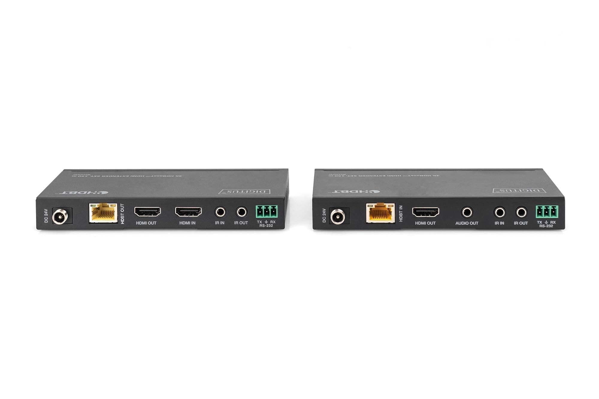 DIGITUS DS-55508 Estensore HDMI HDBaseT UHD 4K/60 Hz 120 m LAN Set Trasmettitore Ricevitore IR RS232 HDCP 2.2