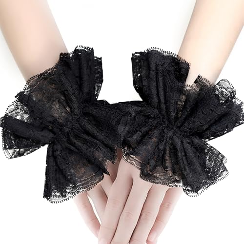 Itscolofy Black Lace Gloves Clown Accessories for Women Lace Fingerless Gloves Clown Costume for Halloween Masquerade Party