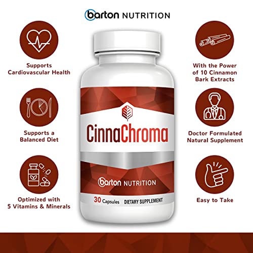 Barton Nutrition Cinnachroma Cinnamon Capsules - Extract Supplement With Chromium Picolinate And Vanadium 30 Vit D3 K2 To Support Metabolism Cardiovascular Health thumb #3