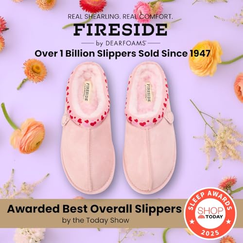 Image of Fireside by Dearfoams Women's Greta Genuine Shearling Clog Slippers, 100% Natural Suede Clogs for Outdoor & Indoor