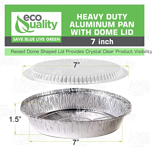Ecoquality 7 Inch Disposable Round Aluminum Foil Take Out Pans With Plastic Lids Set Disposable Tin Containers Perfect For Baking Cooking Catering Parties Restaurants - 50 Pack #TOP1