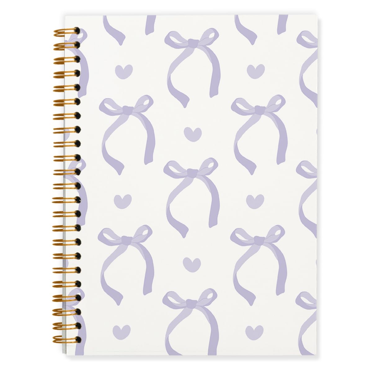 QUICQOD Cute Preppy Purple Bow Notebook Journals Diary,Preppy Cute Purple School Supplies for Teen Girls Women,Coquette Stuff Stationary Hardcover