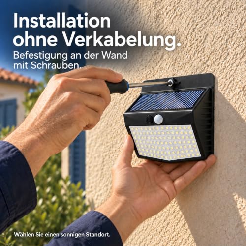 Peasur Solarlampen für Außen mit Bewegungsmelder,Solarlampe Außen 180° Superhelle Solarleuchte mit Bewegungsmelder Sicherheitswandleuchte 3… – Ansicht 7