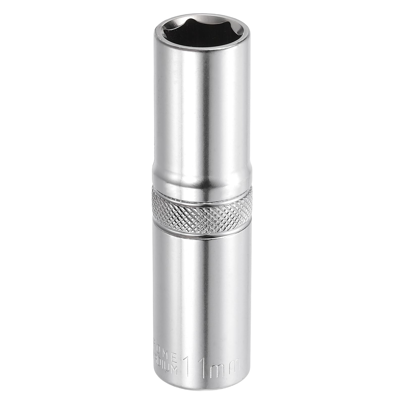 sourcing map 6 Points Deep Socket 3/8" Drive 11mm Deep Metric CR-V Steel Polished Nickel Plating Impact Sockets 64mm / 2.5" Long Flip Sleeve Tool for Home Auto Nuts Bolts Repair โ image 1
