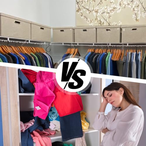 Storage Boxes with Lids Fabric, 38 L Collapsible Beige Large Stackable Cube Storage Box, Bedroom Foldable Wardrobe Shelves Organiser Decorative Baskets are used to Store Clothes Small Toys Keepsake - Cosy Home Interiors Storage Boxes with Lids Fabric, 38 L Collapsible Beige Large Stackable Cube Storage Box, Bedroom Foldable Wardrobe Shelves Organiser Decorative Baskets are used to Store Clothes Small Toys Keepsake - Image 3