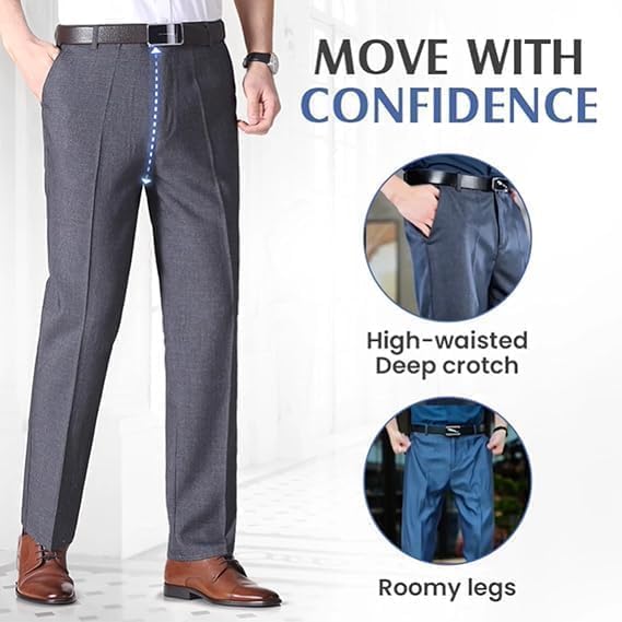 Truecups Mens Pants Oldenease Pants for Men Pleated Ice Silk High-Waist Comfort Dress Business Pant2