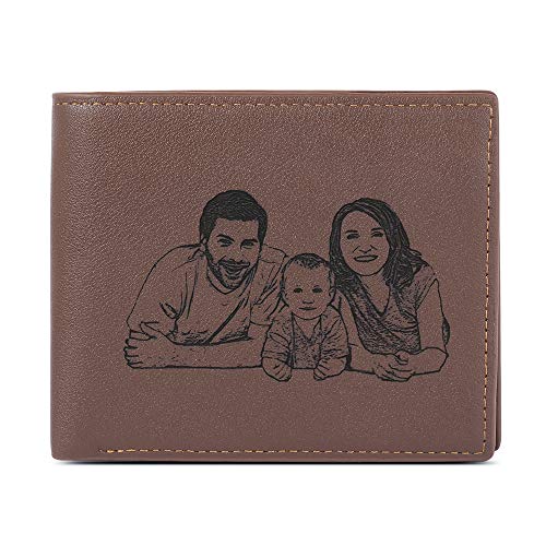 Personalised Wallets for Men with Picture Engraved Text Minimalist Slim Wallet