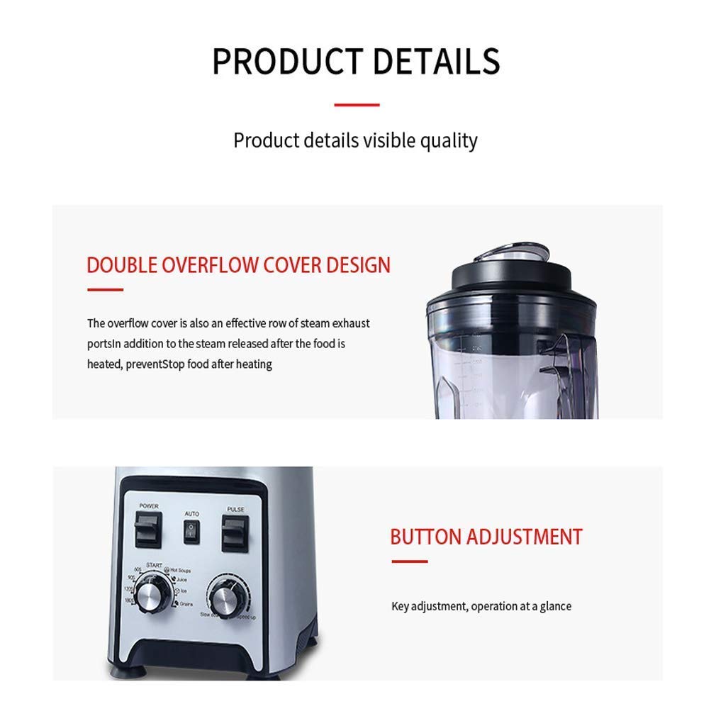 Frullatore Professionale da banco, frullatori per Robot da Cucina, frullatore da Cucina, Mixer per Alimenti, 2200 W, frullatore per Smoothie, 4000 ml, frullatore multifunzi,