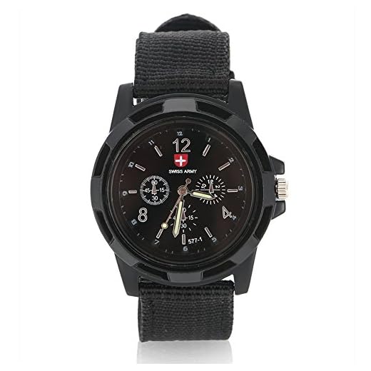 Jadpes Reloj, Reloj de Cuarzo,Reloj de Pulsera con Correa, Reloj electrónico analógico de 5 Colores Reloj de Pulsera Militar con Correa de Nylon Redonda para Mujeres y Hombre
