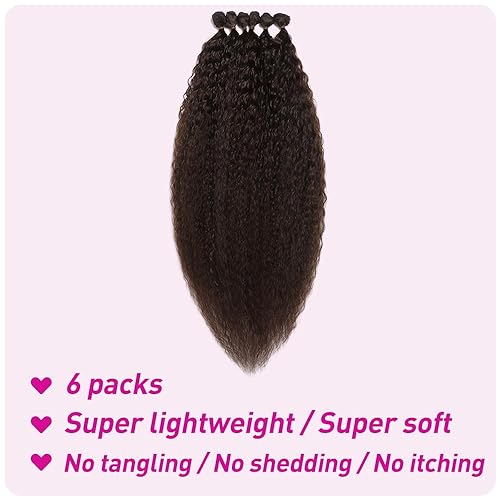 Miniatura 2 de BAESITTE 6 paquetes de cabello ondulado con ganchillo (24, 24, 24, 26, 26, 28, 28 pulgadas) para mujeres negras, extensiones de cabello sintético