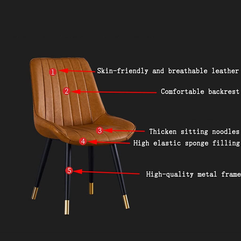 Set di 6 eleganti sgabelli da cucina/Esszimmer con gambe in metallo, cuscini e schienale in PU (arancione, nero, oro, piedi)